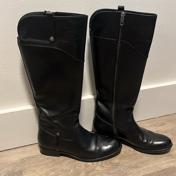 FRYE Women's Melissa Button 2 Black Leather Knee-High Boots, Size 8.5B - Picture 1 of 13